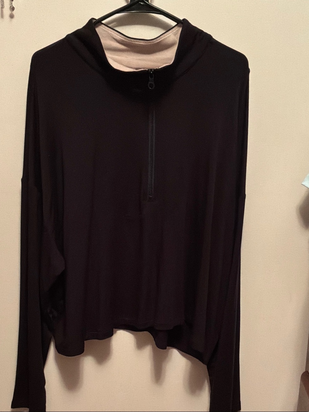 Lane Bryant Black Hooded Half-Zip Pullover